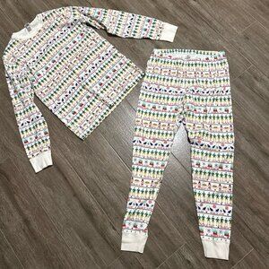 Hanna Andersson Organic Cotton Raised By Elves Pajama Set PJ bottom and top sz L